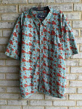 Huntington Beach Club Short Sleeve Button Up Lobster Print Shirt Men's Size 5X